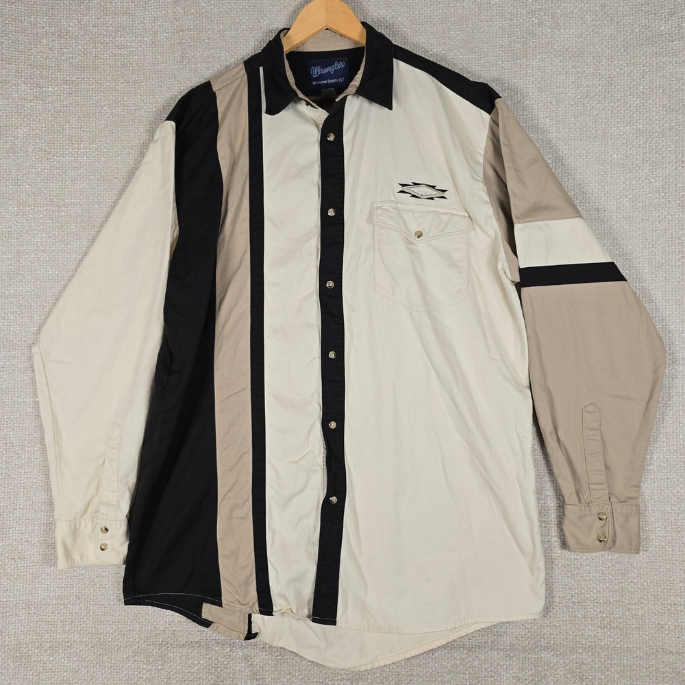 Wrangler Western Pearl Snap Shirt XLT Mens Colorblock Southwest Geometric Shirt